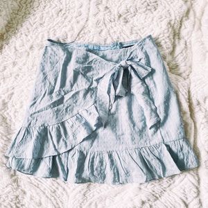Light Blue Raised Dot Wrap Skirt